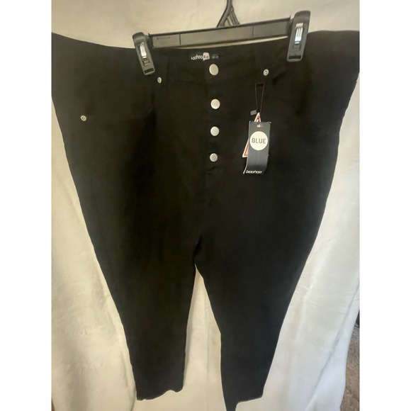 Boohoo Denim - Boohoo Blue Women's Black High‎ Rise button fly Comfort Skinny Denim Jeans 20
